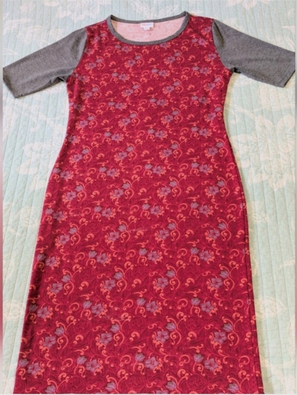 LuLaRoe Red and Gray Floral Dress. Size M.